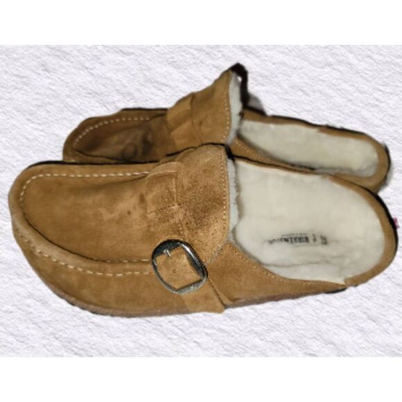Birkenstock Buckley Shearling Clogs Women's 39 Brown Slip On Square Toe - Picture 2 of 7